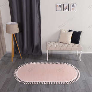 Halıstores - Pudra Peluş Oval Yıkanabilir Halı (1)