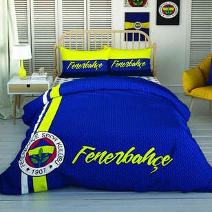 Taç Lisanslı Fenerbahçe Striped Çift Kişilik Nevresim Takımı - Thumbnail