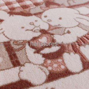 Tavşan Desenli Pembe Kız Çocuk Halısı - Thumbnail