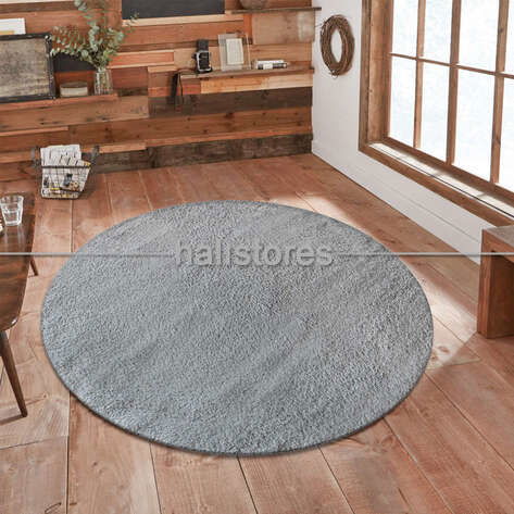 Yumuşak Tüylü Yuvarlak Bebek Halısı Baby Soft Gri (2)