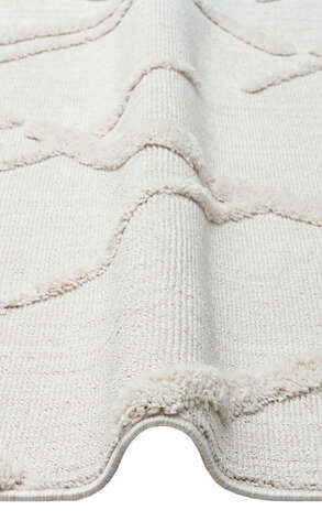 Yuvarlak Hav Toz Vermez Yumuşak Dokulu Etnik Örgü Desenlere Sahip Modern Beyaz İskandinav Halı Trz 03 (2)