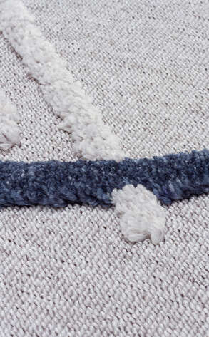 Yuvarlak Yumuşak Dokulu Etnik Örgü Desenlere Sahip Modern Gri Lacivert İskandinav Halı Trz 03 (3)