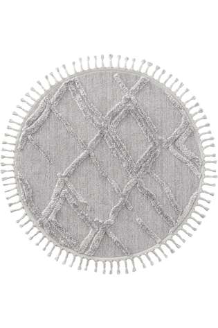 Yuvarlak Hav Toz Vermez Yumuşak Dokulu Etnik Örgü Desenlere Sahip Modern Gri İskandinav Halı Trz 03 (1)